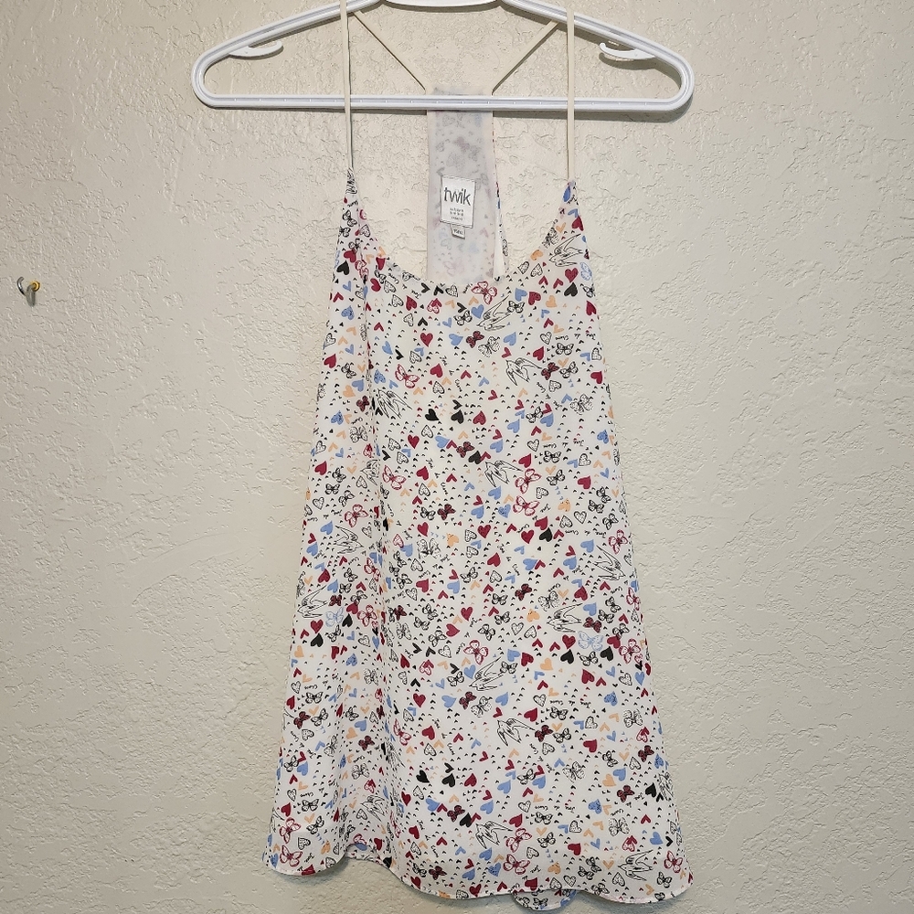 TWIK XL Graphic Tank Top Sheer Lined Flowy